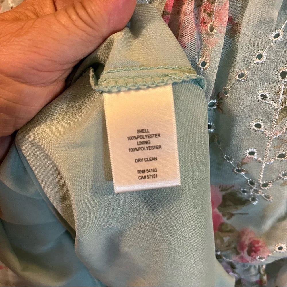 Eliza J Embroidered Floral Halter Neck Cut Out Back summer Dress Mint Size 14 - Picture 10 of 10